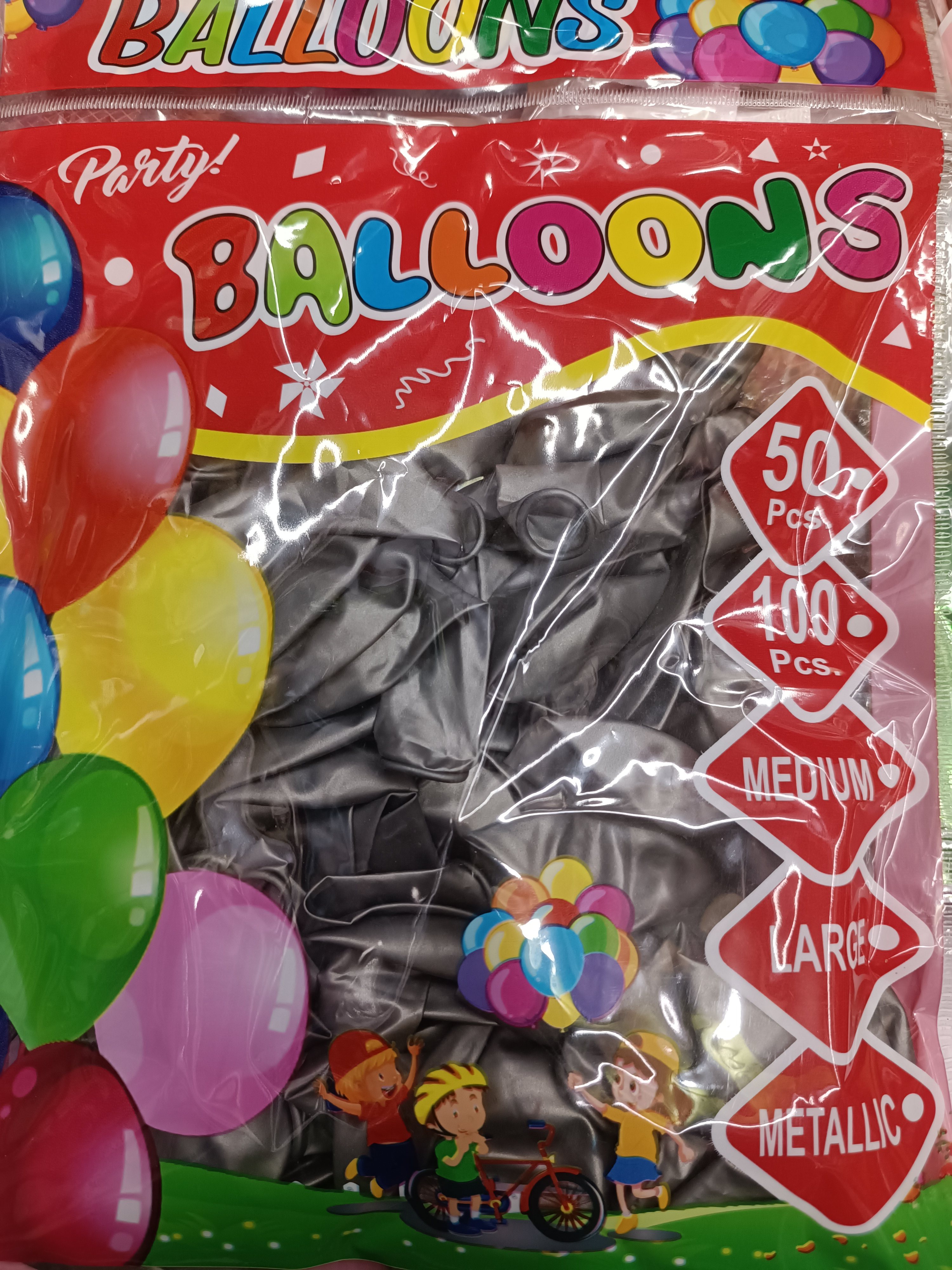 PARTY METALLIC BALLOONS GRAY, 50PC